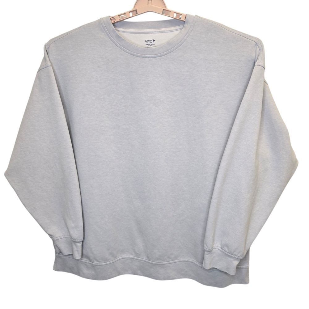 Old Navy Women's XXL Tall Dynamic Fleece Light Gray Crewneck Sweater